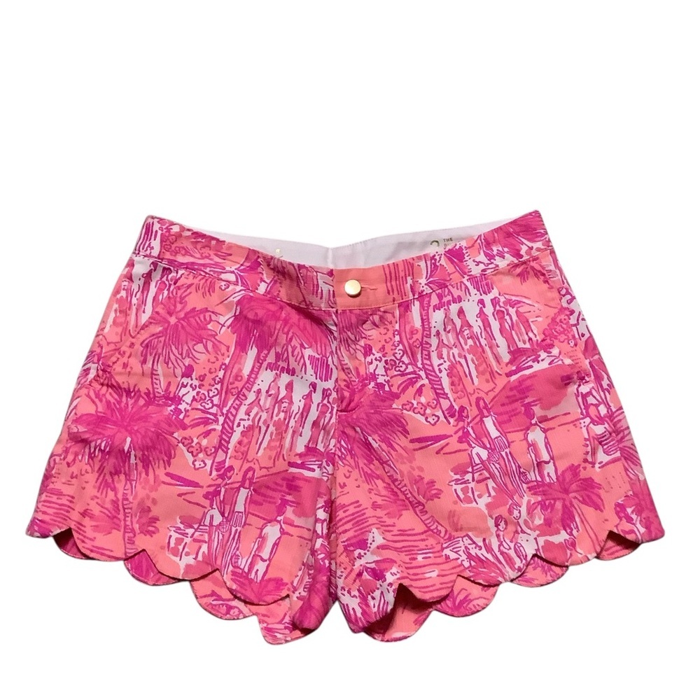 Lilly Pulitzer pink Tropical buttercup  Scallop Hem Women's Shorts